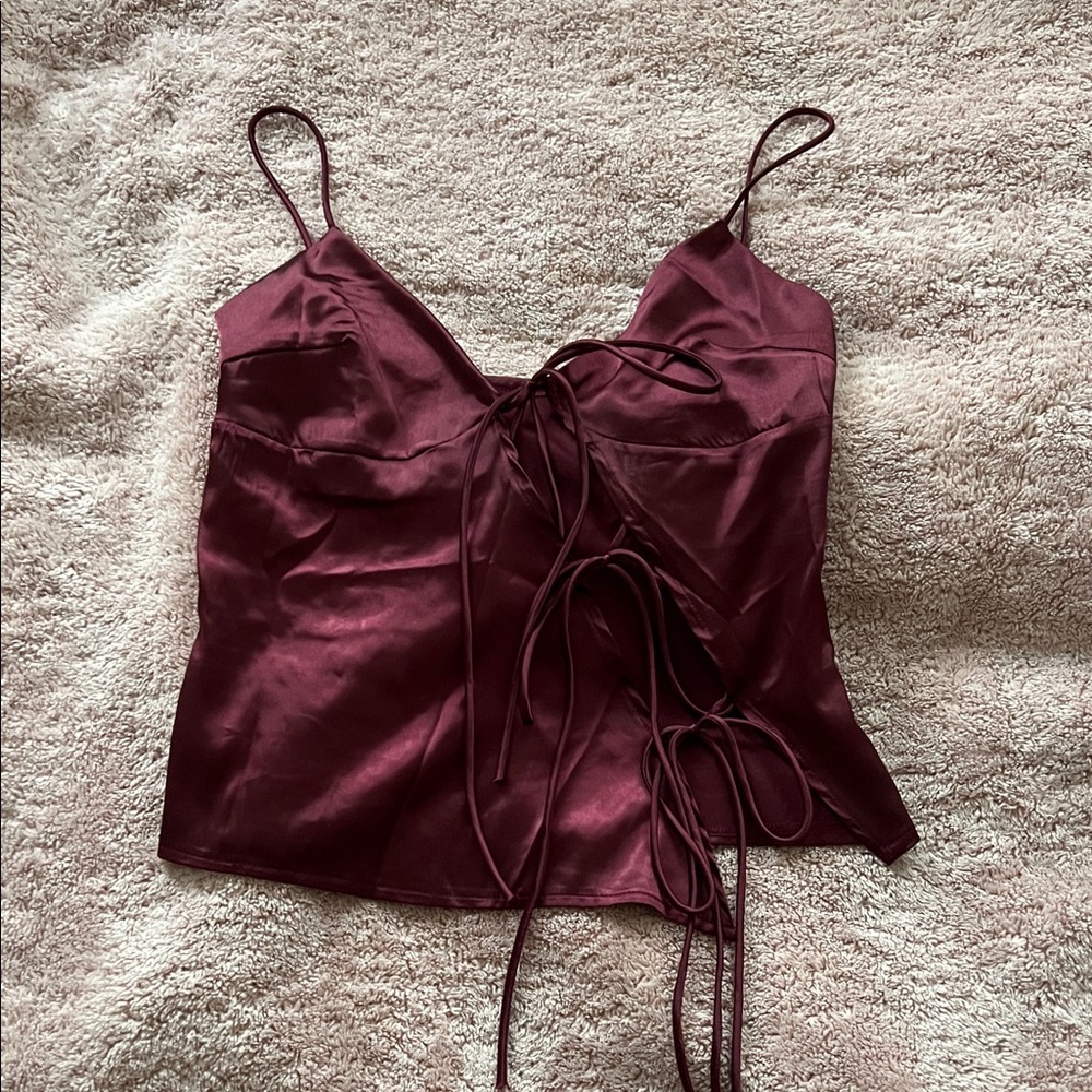 Elegant Burgundy Satin Women's Top